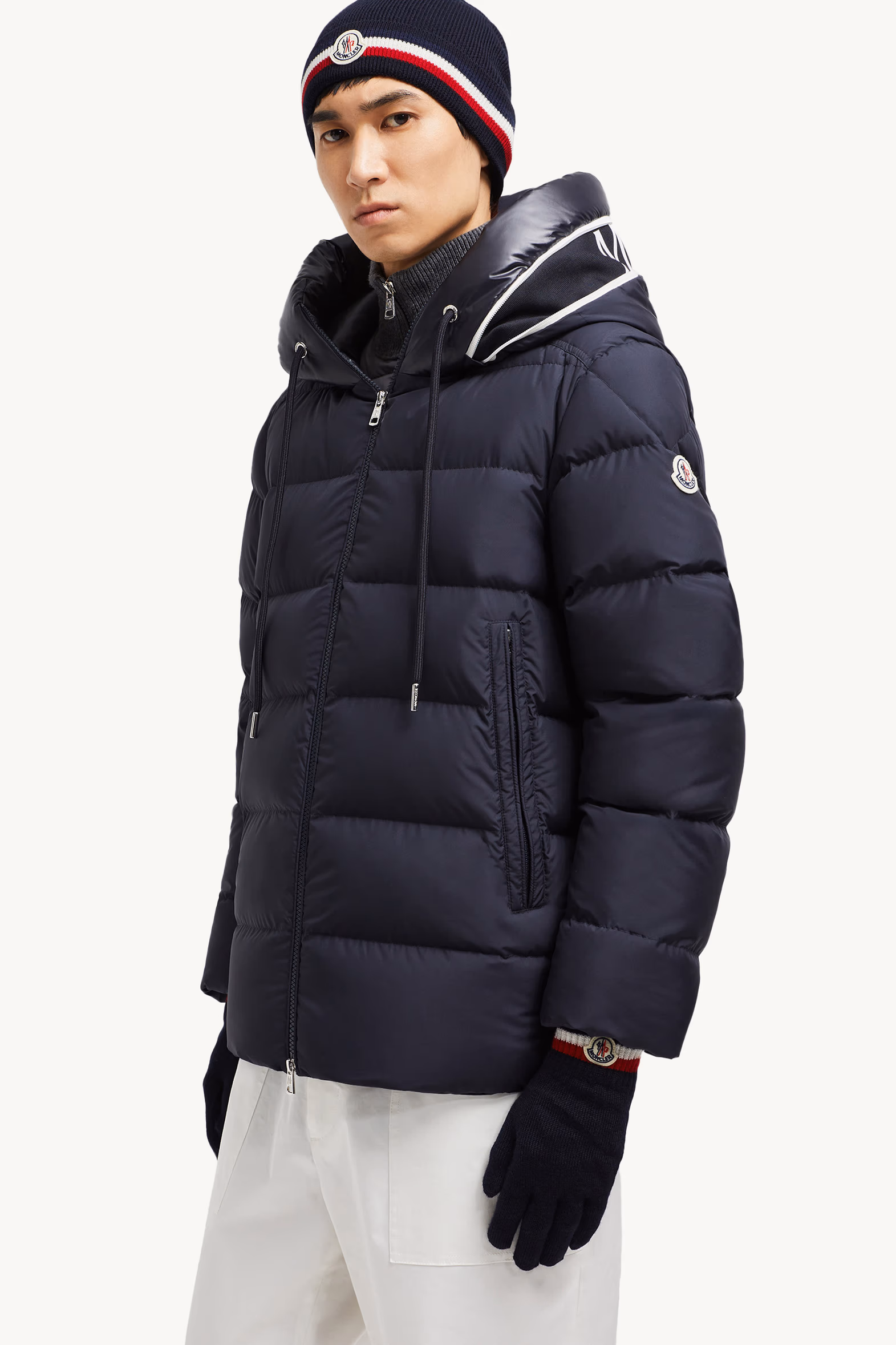 Tricolor Wool Gloves Men Navy Blue Moncler 2
